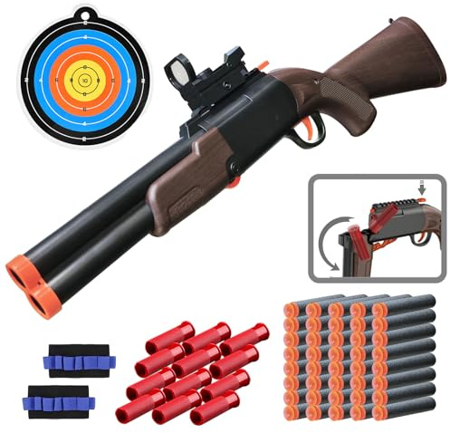 MTISGREAT Soft Bullet Toy Shotgun with Realistic Shell Ejecting Design Foam Blaster Toy Guns for Indoor and Outdoor Playing Gifts for Kids Adult (Brown)