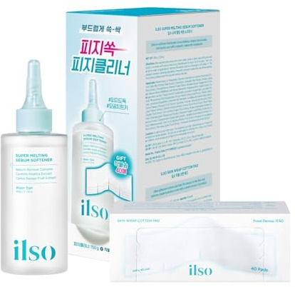 ilso Super Melting Sebum Softener, 5.29 fl oz, with 40 Skin Wrap Cotton Pads included, Pore Cleansing Solution, Blackhead Softener, Melts Away Blackheads & Sebum, Korean Skincare