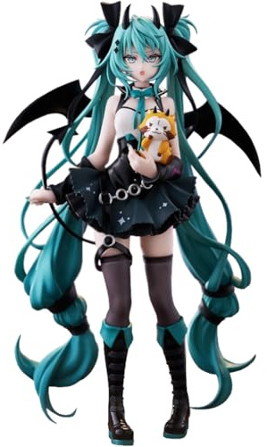 Jilijia Statue de figurine Anime Miku Style Mignon Petit Raton Laveur Miku Action Figure Modèles Collections Décoration de Bureau Cadeau de Noël Anniversaire pour Fans d'Anime 18CM