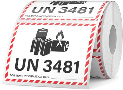 YIKIADA 600 PCS UN 3481 Lithium lon Battery Labels 83 × 108 mm | Writable, Waterproof, Caution, Warning Stickers, Fragile Label for Transport Shipping