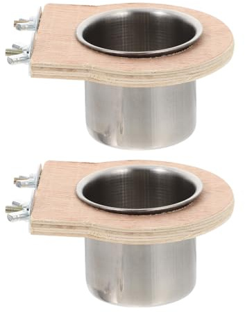 Toyvian 2 pièces Lot Bols Alimentation INOX Suspendus pour Perroquets et Oiseaux Gamelles Eau et Nourriture Pratiques pour Cages Accessoires Polyvalents pour Perruches Pigeons et Petits