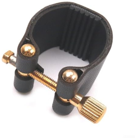 Saxophon-Mundstück Blattschraube 1 Packung PU-Leder & Metallverschluss für Sopransaxophon mit Bakelit oder Metallflötenkopf passend für Standard-Altsaxophon-Mundstücke schwarz (B)