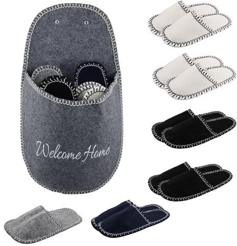 dellyy Slippers, Lot de 6 Chaussons Invités, Pantoufles, pour Chaussons d'hôtel, Voyages en Famille, Hiver, Noël