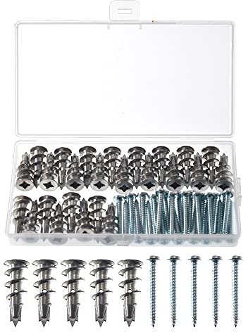 YIXISI 25 Gipskartondübel Metall & 25 Schrauben, Heavy Duty Metall Selbstbohrende Gipskartondübel Rohdübel Hohlraumdübel, Rigipsdübel für Gipskarton