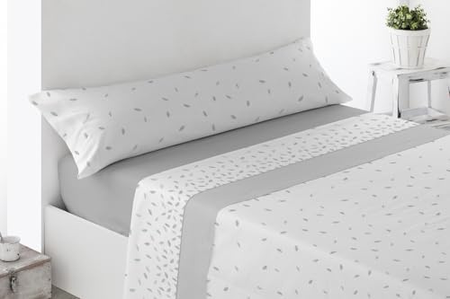 ENERGY COLORS TEXTIL-HOGAR - Verano Cama 150 - Juego Sábanas 3 Piezas con Bajera Ajustable 1 Funda Almohada y Encimera Microfibra (Ciril Gris)