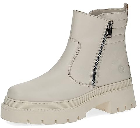 CAPRICE Stivaletti da donna senza tacco Memotion in pelle plateau Larghezza G, Beige (Beige Nappa), 41 EU