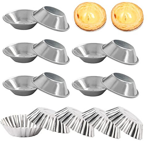 PFLYPF 15 Stück Aluminium Eierkuchenformen, Mini Kuchenplatten, Wiederverwendbare Eierkuchenformen, Antihaft-Backformen, für Muffins und Cupcakes (Silber)…