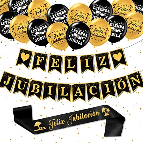 Jubilacion Decoracion, Feliz Jubilacion Guirnalda Globos, Banderín Fiesta jubilacion Sash,We Will Miss You Decoracion