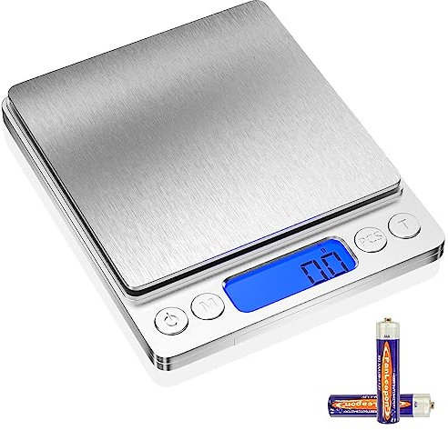 Gvolatee 3kg/0.1g inox bilancia cucina digitale elettroniche con LCD display e funzione tara, bilance di precisione spegnimento automatico con 6 unità, pesatura cibi per cottura, cottura, miscelazione