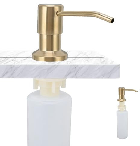 Dispenser Sapone Cucina per Lavello, 300 Ml Ricarica in Acciaio Inossidabile da Cucina Dall'alto Dispenser di Sapone Incorporato Testa della Pompa da Appoggio per Forniture per Il Bagno (Oro)