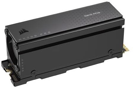 Corsair MP700 PRO Mit Luftkühler 1TB M.2 PCIe Gen5 x4 NVMe 2.0 SSD - M.2 2280 - Bis zu 11.700MB/sec Sequentielles Lesen - High-Density TLC NAND - Schwarz