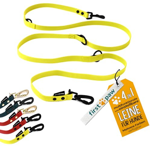 FirstPaw Impermeabile Guinzaglio per Cani di taglia Piccola Media e Grande - 2 Metri Guinzaglio da Addestramento per Cani - Comodo e Regolabile - Giallo