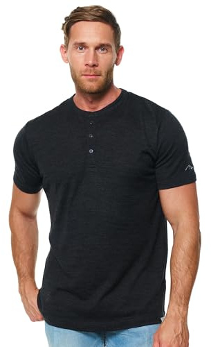 Merino.tech Tee Shirt Homme - T Shirt Sport Homme Merinos en sous Vetement Merinos à Manches Courtes (X-Large, Charcoal Grey Henley)