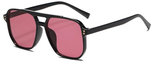 YAMEIZE Gafas de Sol Piloto Hombre Mujer Cuadradas Doble Puentes Retro Gafas Grande 70s Estilo Vintage Protección UV400