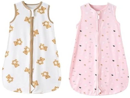 Danolt 2 Stück sommerschlafsack baby, baby schlafsack 0-6 monate, schlafsack baby sommer, babyschlafsack neugeborene