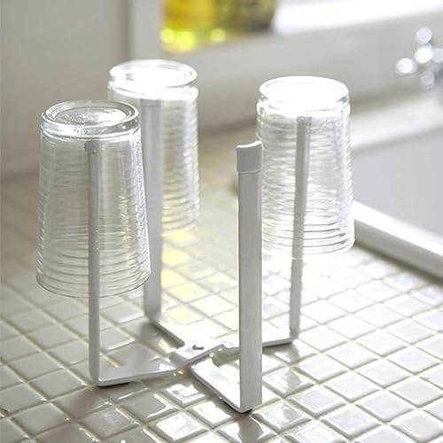 Laphontab Scolabottiglie per Borracce. Portabottiglie Pieghevole in Metallo per Sodastream e Biberon. Scola Bottiglie da Lavandino della Cucina(Bianco).