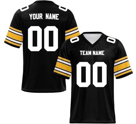 EZJOBLA Personalisierte Fußball-Trikots für Herren Personalisiertes Trikot Personalisierbar American Football Trikots hinzufügen Teamnamennummer Damen Jugend A2