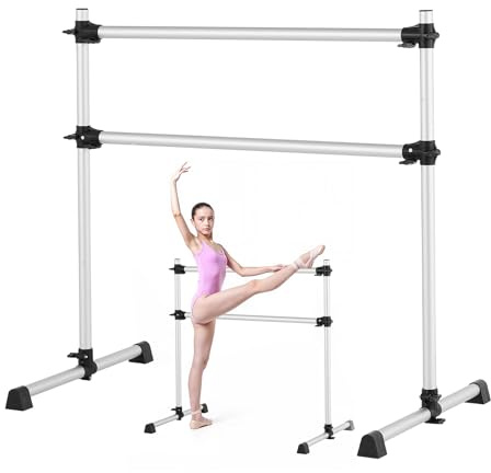 VEVOR Ballettstange Tanzstange freistehende Doppelstange (136 kg belastbar), höhenverstellbare (170-1165 mm) Stretchstange aus Aluminium für Ballett, Gleichgewichtstraining, Entspannungsübungen