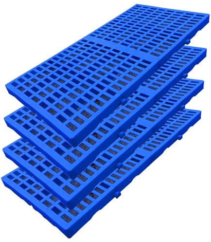 4 paletas de ventilación de plástico transpirable, HDPE, rejilla de almacenamiento duradera, rejillas impermeables, estantes para artículos, paletas de suelo anidables para la humedad para garajes