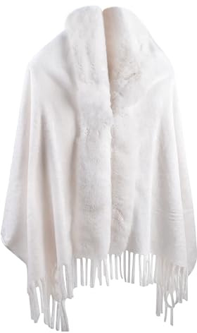 YJZQ Châle d'épaule Chaud Femme Écharpe 160CM Étole fausse fourrure Manteau de Soirée années 1920 Style Vintage pour Cérémonie Fête Cape Mariage Boléro Cape Viking