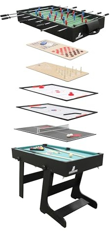 COUGAR 16 en 1 Table Multi Jeux, Pliante, Noire | Table de Jeux multifonctionnelle, Accessoires Inclus | Multijeu, Baby-Foot, Billard, air Hockey et Tennis de Table | 107 x 60,5 x 81 cm