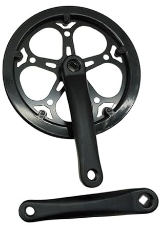 perfk Pédalier de vélo, Ensemble de manivelles de vélo, Double Carter de chaîne, Plateau 52 Dents, Plateau Simple, Ensemble de Bras de manivelle de vélo, Noir