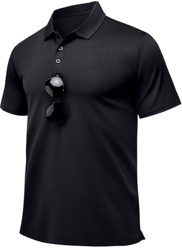 Peakwell Men's Polo Shirts Golf Lightweight Quick Dry Short Sleeve T-Shirt | Short Sleeve, 3-Button Placket, Lightweight, Moisture Wicking, Quick Dry, Breathable, for Polo, Golf, Tennis, Rugby, Work