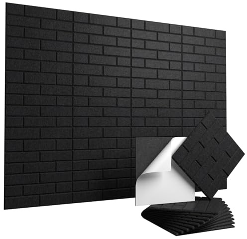 Vieshful Paneles Acústicos Autoadhesivos, Panel Insonorizante de Pared, Aislante Acústico para Oficina en Casa, Dormitorio y Salón, Paneles Acústicos Decorativos 30x30 cm, 20 Piezas Negro