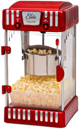 Elite Gourmet EPM-250X Kettle Popcorn Popper, Retro-Style Tabletop, Red