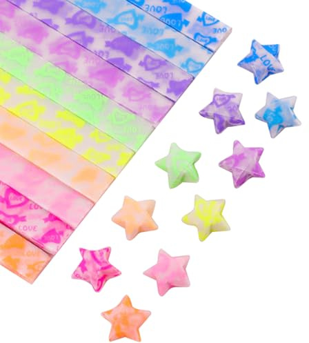 Strisce di carta per stelle 630 fogli illuminano al buio Carta per origami con motivo Cupido 10 colori Strisce di origami per stelle pieghevoli