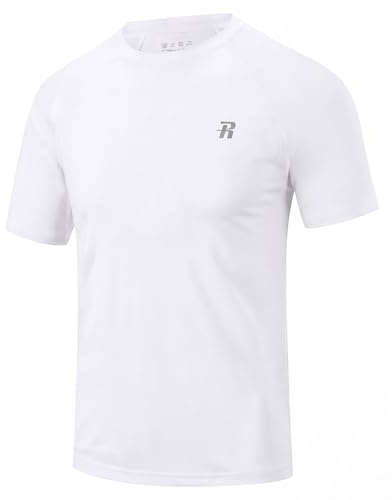 Runhit UV Shirt Herren Kurzarm, Schwimmshirt mit UPF 50+ Sonnenschutz, Rashguard Badeshirt Atmungsaktives Funktionsshirt Sport T-Shirt für Wassersport, Surfen Laufen Outdoor, Weiß M