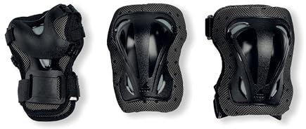 Rollerblade SKATE GEAR JUNIOR 3 PACK, Inline Skate Schutzausrüstung, Schonerset für Ellbogen, Knie und Hand für Kinder, Jungen & Mädchen, Schwarz, XXS