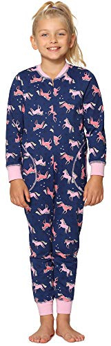 Merry Style Pijama Entero Una Pieza Ropa con Capucha de Cama Niña MS10-186(Azul Marino Unicornio, 158-164)