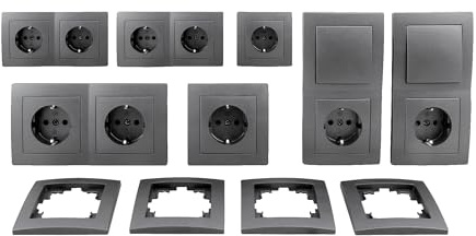 MC POWER - FLAIR - Steckdosen Set | Niveau Profi | 23-teilig, Klemmanschluss, anthrazit, matt