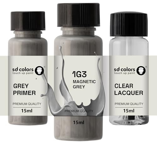SD COLORS - Peinture de retouche magnétique gris 1G3 - Réparation des rayures - 15 ML - Code couleur 1G3 - Gris magnétique (peinture+apprêt + laqué)