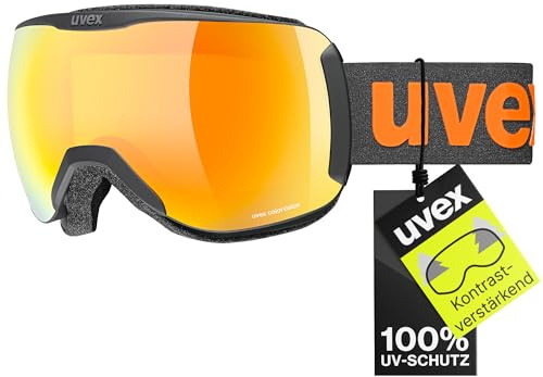 uvex downhill 2100 CV - kontrastverstärkende Skibrille mit schmalem Rahmen und extra weitem Sichtfeld für Damen und Herren - black matt/orange-yellow - one size