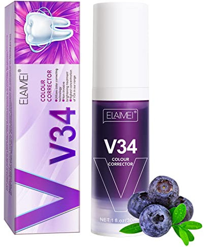 Colour Corrector-v34 Purple Teeth Whitening, Tooth Stain Removal, Purple Toothpaste, Colour Correcting Tooth Stains, V34, Colour Corrector, Tooth Colour Corrector