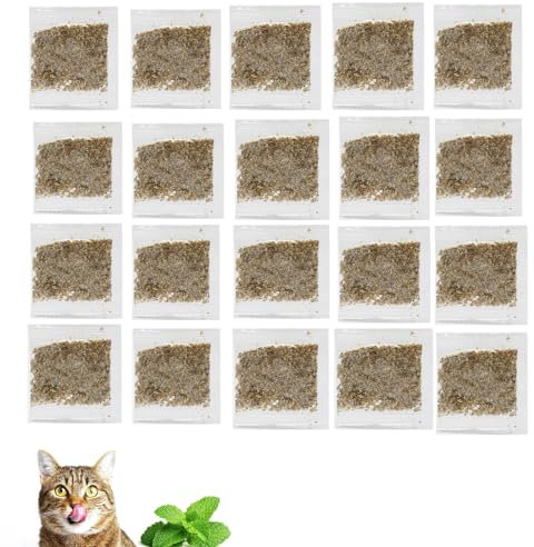 AOMiGT Katzenminze Getrocknet,Natürliche Catnip Katzengras,20pcs Premium Katzenminze,Schonend Getrocknete Katzenminze,Katzenminze für Katzen,Katzenminze Beutel,Für Füllung Katzenspielzeug,40g