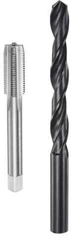 sourcing map Metric Tap and Drill Bit Set, M12 x 1.25 Thread Tap & 10.8mm Black Oxide Twist Drill Bit, Straight Flute Tap Tapping Threading Repair Tool Kit