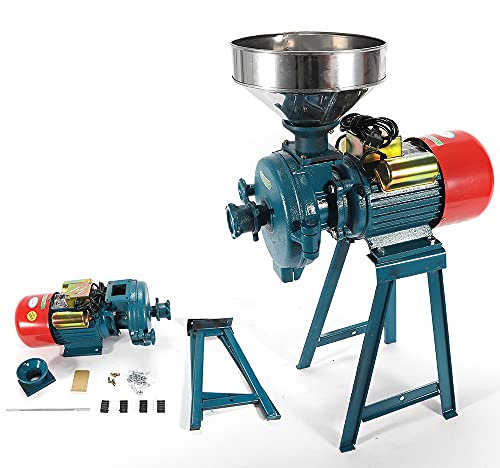 Mulino a grano elettrico 2200W, Mulino a Grano Smerigliatrice Elettrica, Mulino a Grano Frantoio Meccanico con Imbuto, per Mais Paglia Foraggio Trituratore a Sfere 1400r/min