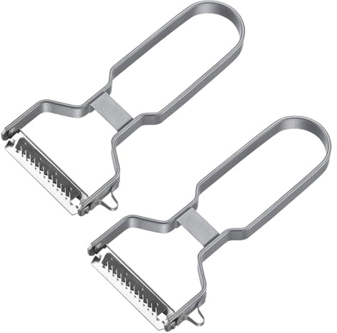 Westmark 2 peladores de verduras en juliana – Corta tiras finas de verduras para sopa y wok de forma sencilla y perfecta, hoja afilada, para diestros y zurdos – Acero inoxidable robusto