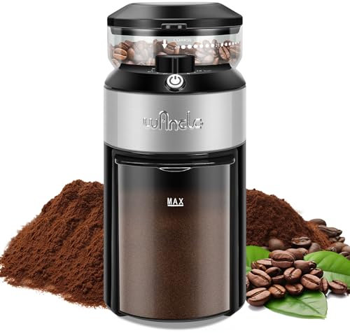 Molino de café de muelas Wancle con 28 ajustes, molienda precisa para una capacidad de 2 a 12 tazas, fácil de limpiar, diseño compacto y ahorrador de espacio