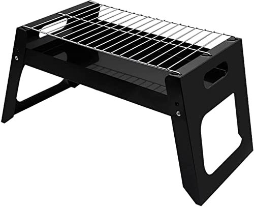 LLMTYO Barbecue à Charbon de Bois Portable en Acier Inoxydable pour brochettes et Steaks de Viande Barbecue d'extérieur Pliable.