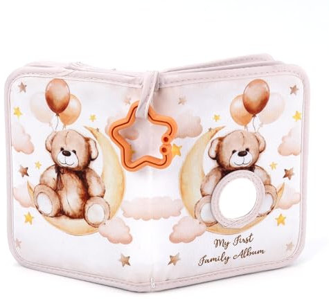Album Fotos Bebe, Mi Primer para Bebés Capacidad para 17 Fotos de 11 x 16cm Album Recuerdos Bebe Tela Suave para Recién Nacidos Niños Pequeños Baby Shower
