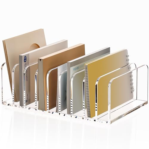 SANRUI Acryl Briefhalter, 9-Fächer Briefständer für Schreibtisch Aufbewahrung von Post, Karte, CD, Notizzettel, Kratzfeste Briefablage für Büro & Homeoffice (26,5 x 15 x 8,5 cm)
