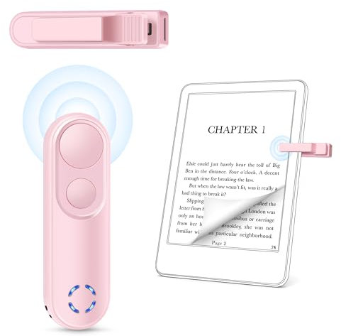 Smanu RF Remote Control Page Turner for Kindle Paperwhite Oasis Scribe eReader, Page Turner Clicker for iPad iPhone Tablets Reading Novels Taking, Phone Camera Video Record Triggers(Pink)