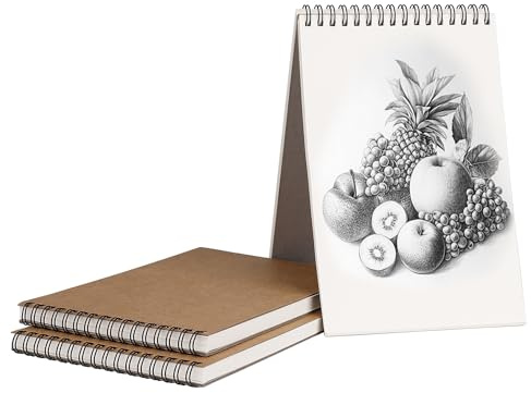 Carnet à Dessin A5 Bloc Spiral Reliure avec Couverture en Papier à Cartouche Rigide, 160 g/m² - 30 Feuilles Sketch Carnet pour Enfants et Adultes d'artiste (3 Pièces)