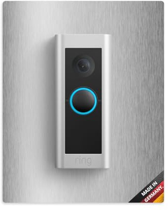 iSecur Embellecedor adecuado para timbre de puerta de vídeo de acero inoxidable I Doorbell Pro 2 I 140 x 175 mm I Placa de estación de puerta para timbre I az229