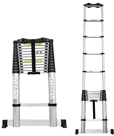 Échelle télescopique de 8 m, capacité extensible de 150 kg pour un usage domestique et extérieur, légère et portable, parfaite pour grenier, design compact de 2 m