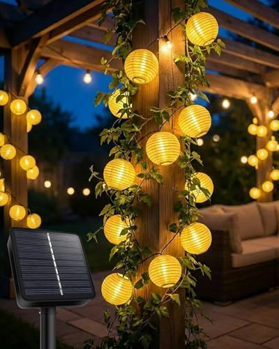 Afaiup Farolillos solares para exteriores, resistentes a la intemperie, 8 m, 30 LED, 8 modos, cadena de luces solares para exteriores, para jardín, balcón, patio, decoración festiva (blanco cálido)